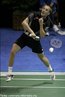 Imagem do jogador olmpico dinamarqus de badminton Peter Gade. <br><br> Palavras-chave: esporte, badminton, raquete.