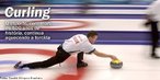 Imagem de um alteta de curling no momento de lanamento da pedra. <br><br> Palavras-chave: esporte, esportes de inverno, curling.