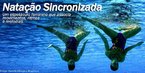 Imagem de duas atletas submersas em uma prova de nado sincronizado. <br><br> Palavras-chave: esporte, Olimpada, nado sincronizado. 